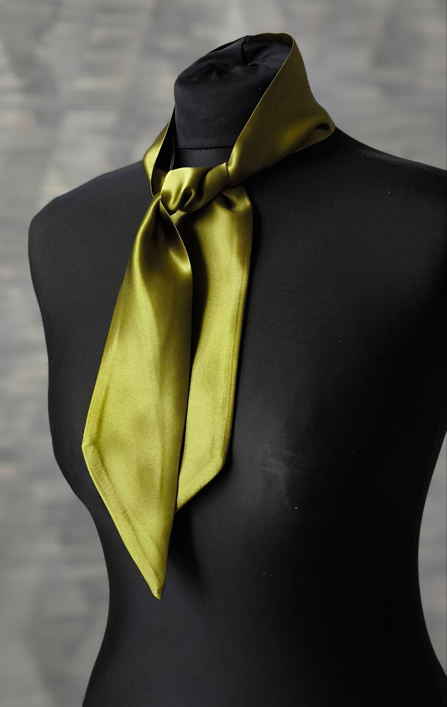 Silk Ribbon/ Neck and Hair Scarf, Pesto green