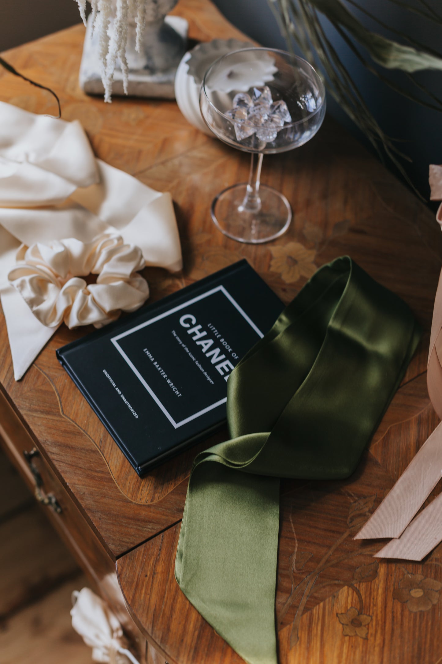 Silk Ribbon/ Neck and Hair Scarf, Pesto green