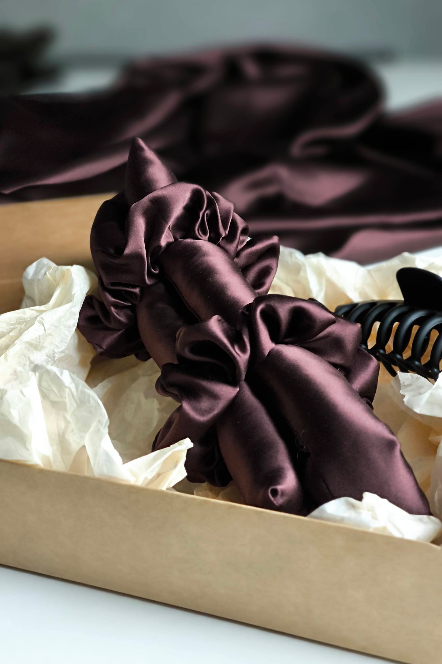 Silk Hair Curler, Brown and black hair clip