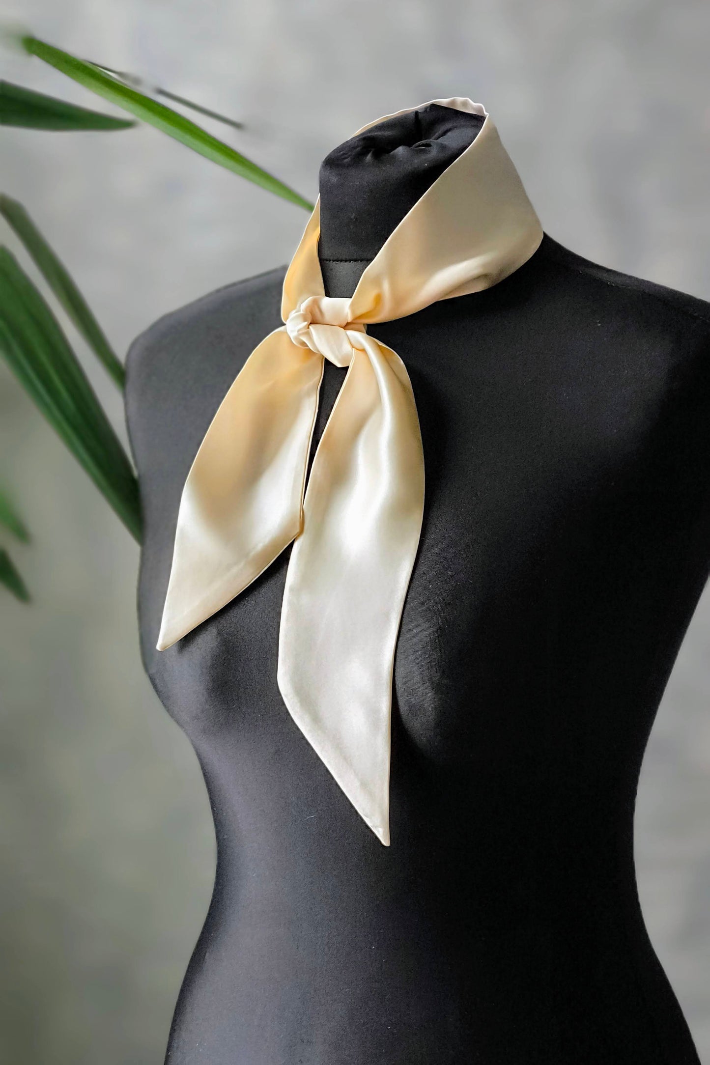 Silk Ribbon/ Neck and Hair Scarf, Short Champagne