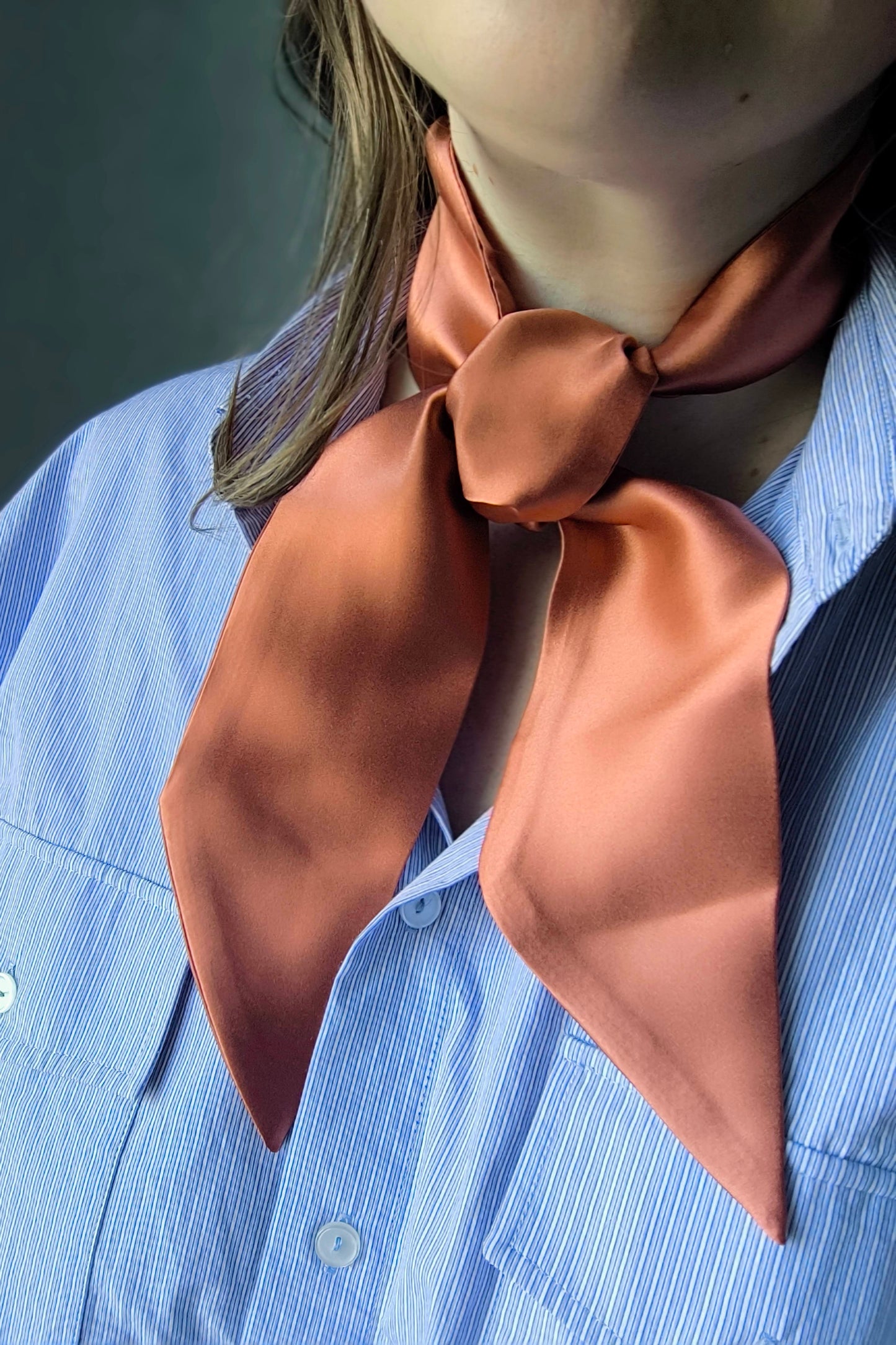 Silk Ribbon/ Neck and Hair Scarf, Copper