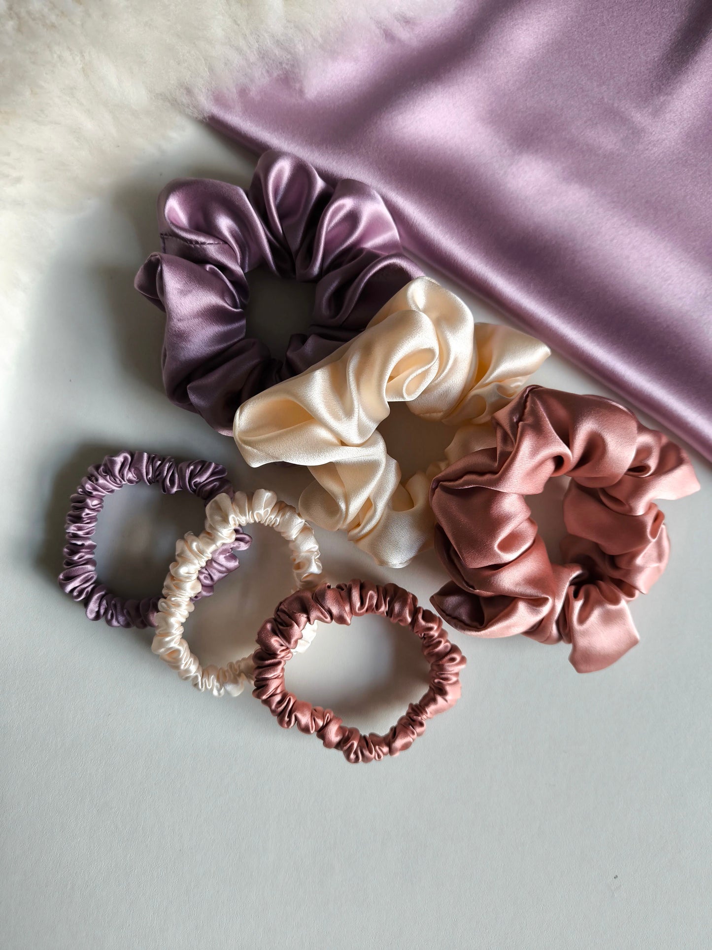 Set of 3 pcs Silk hair scrunchies "Ice cream"