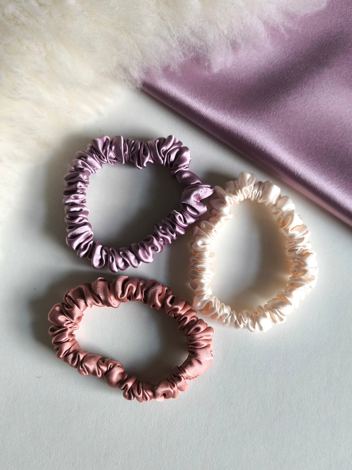 Set of 3 pcs Silk hair scrunchies "Ice cream"