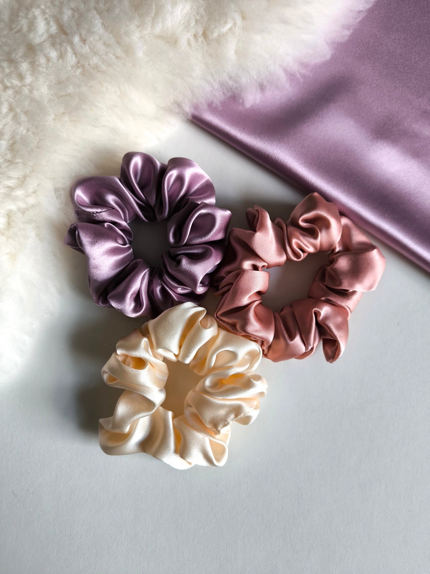 Set of 3 pcs Silk hair scrunchies "Ice cream"