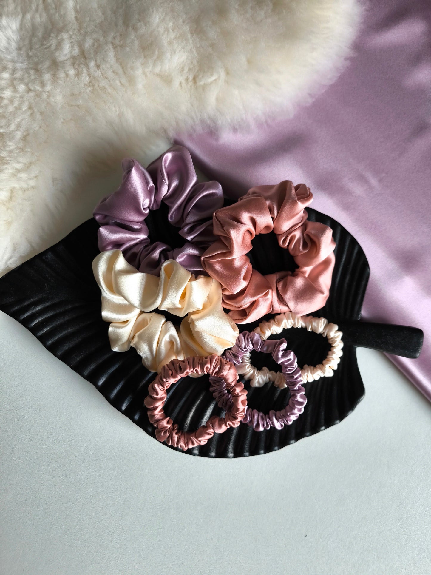 Set of 3 pcs Silk hair scrunchies "Ice cream"