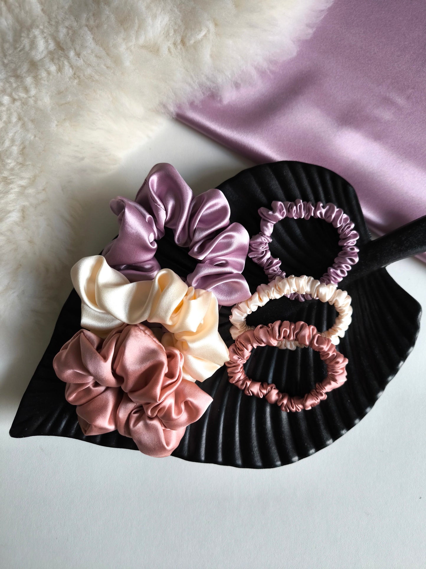 Set of 3 pcs Silk hair scrunchies "Ice cream"