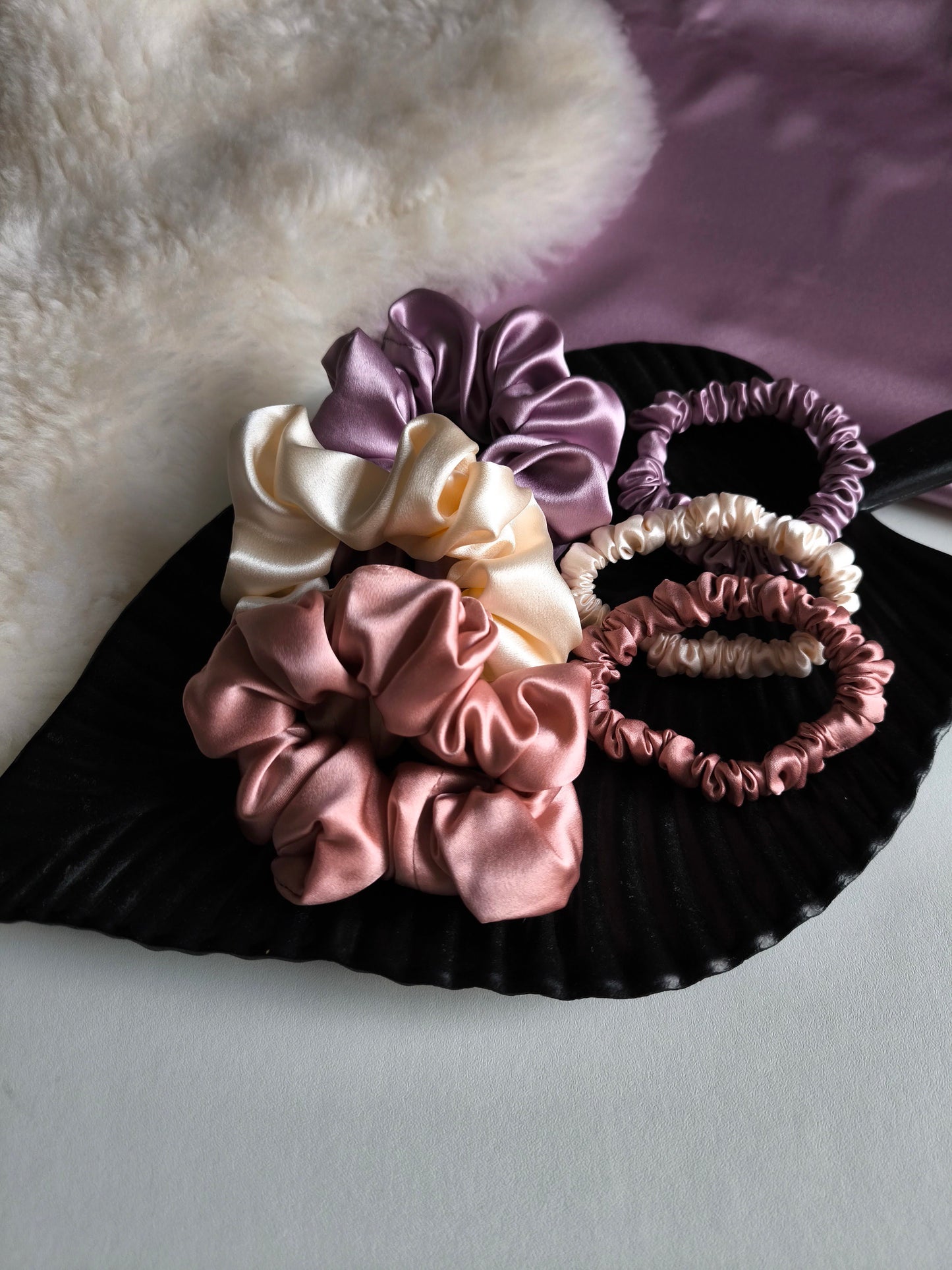 Set of 3 pcs Silk hair scrunchies "Ice cream"