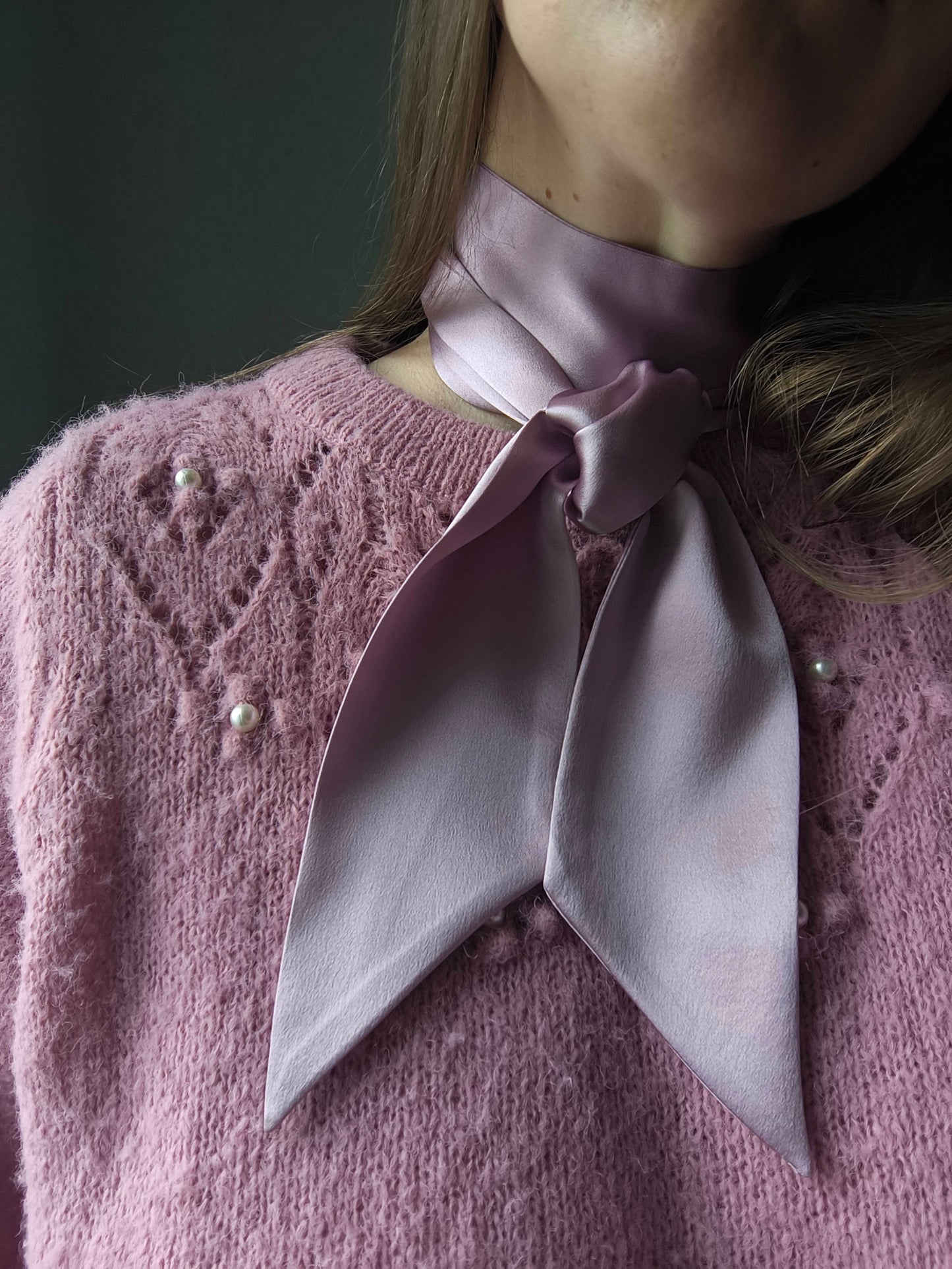 Silk Ribbon/ Neck and Hair Scarf 140 cm, Lavender