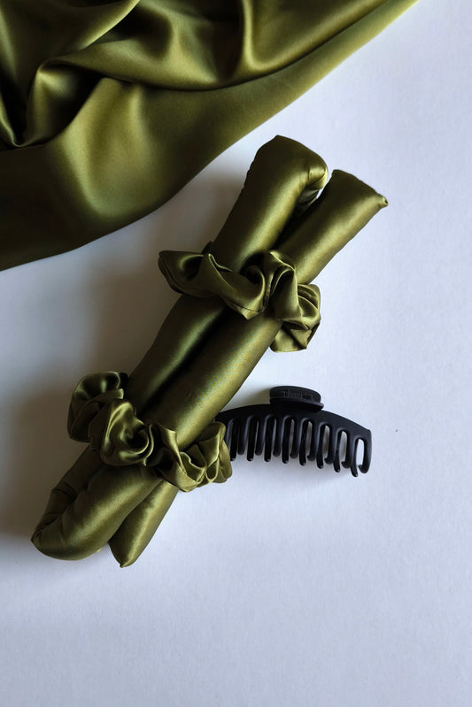 Silk Hair Heatless Curler, Pesto Green