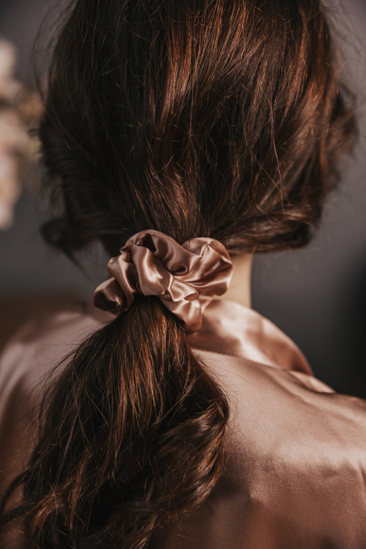 Silk hair scrunchie, Rose Gold