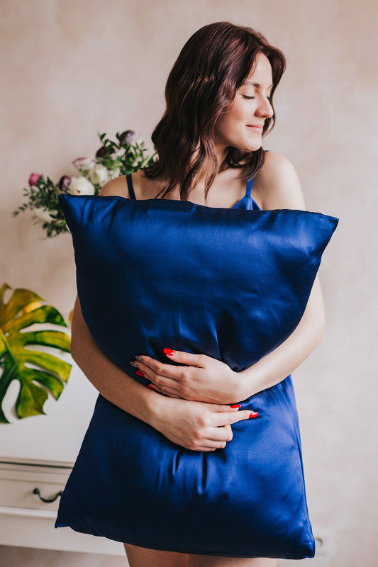 Silk pillowcase, Blue