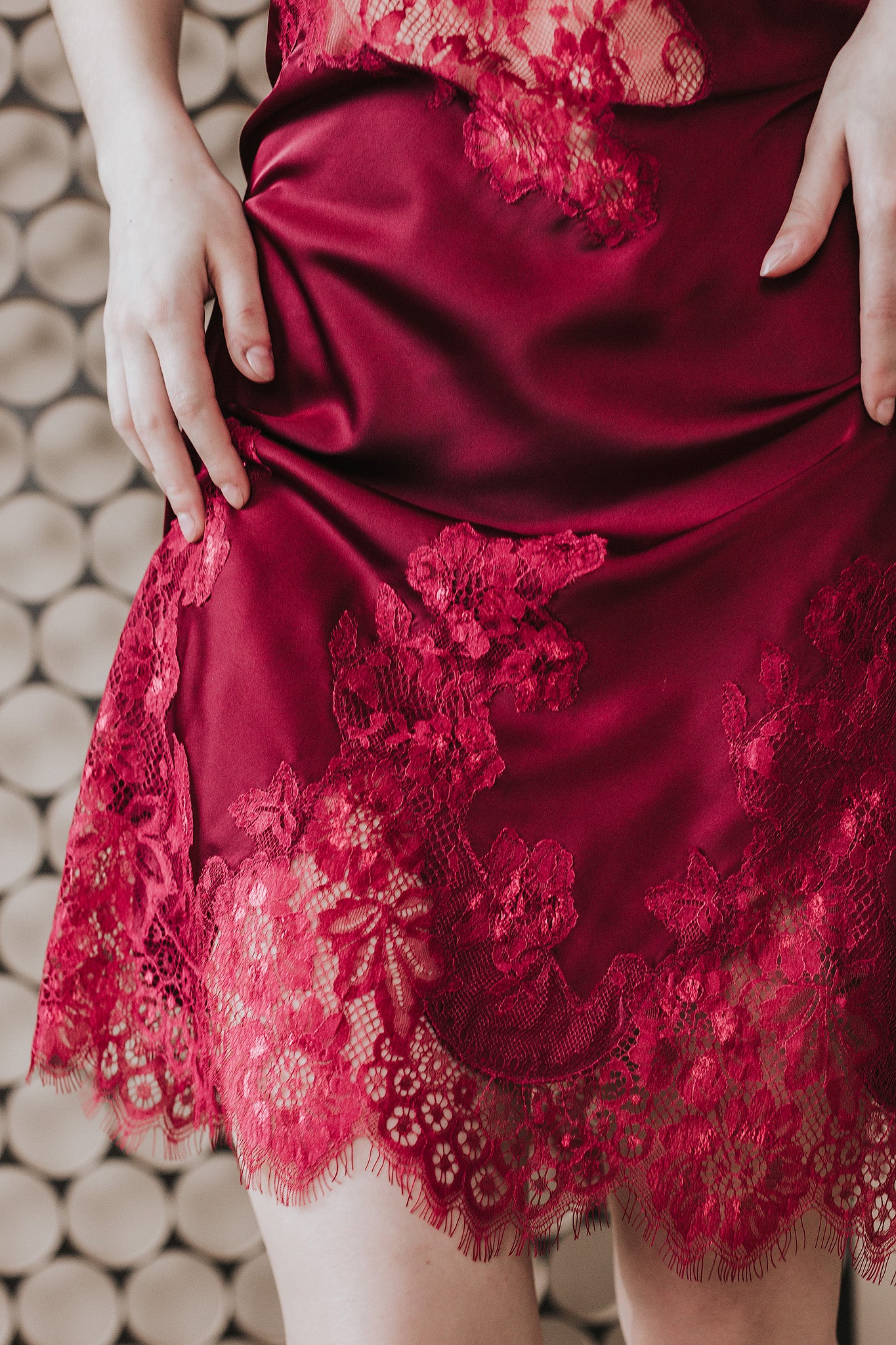 Satin nightgown Orchid, Red