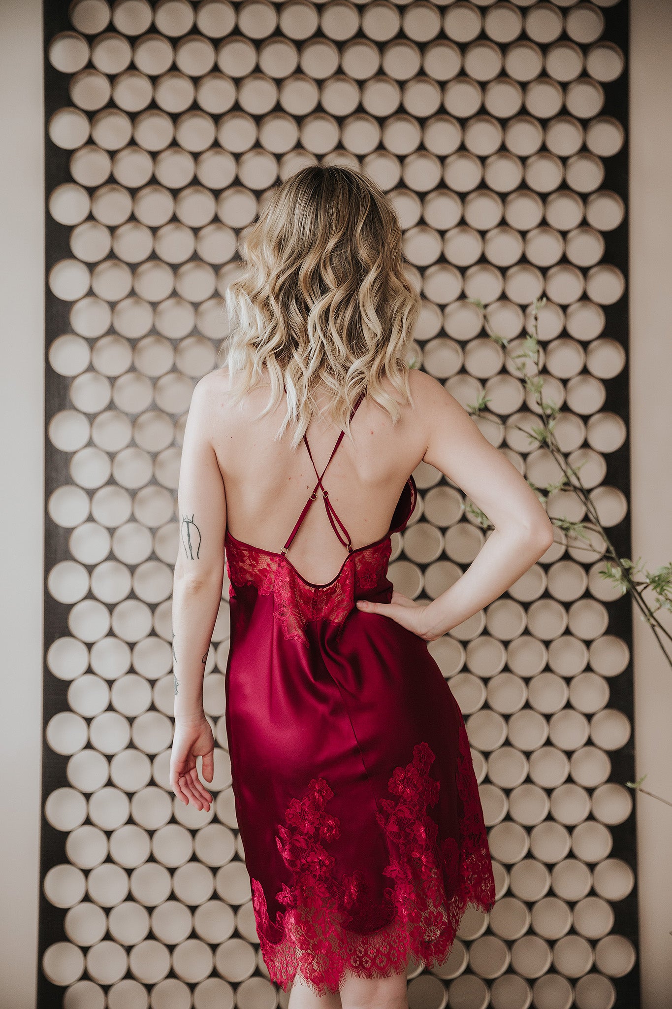 Satin nightgown Orchid, Red