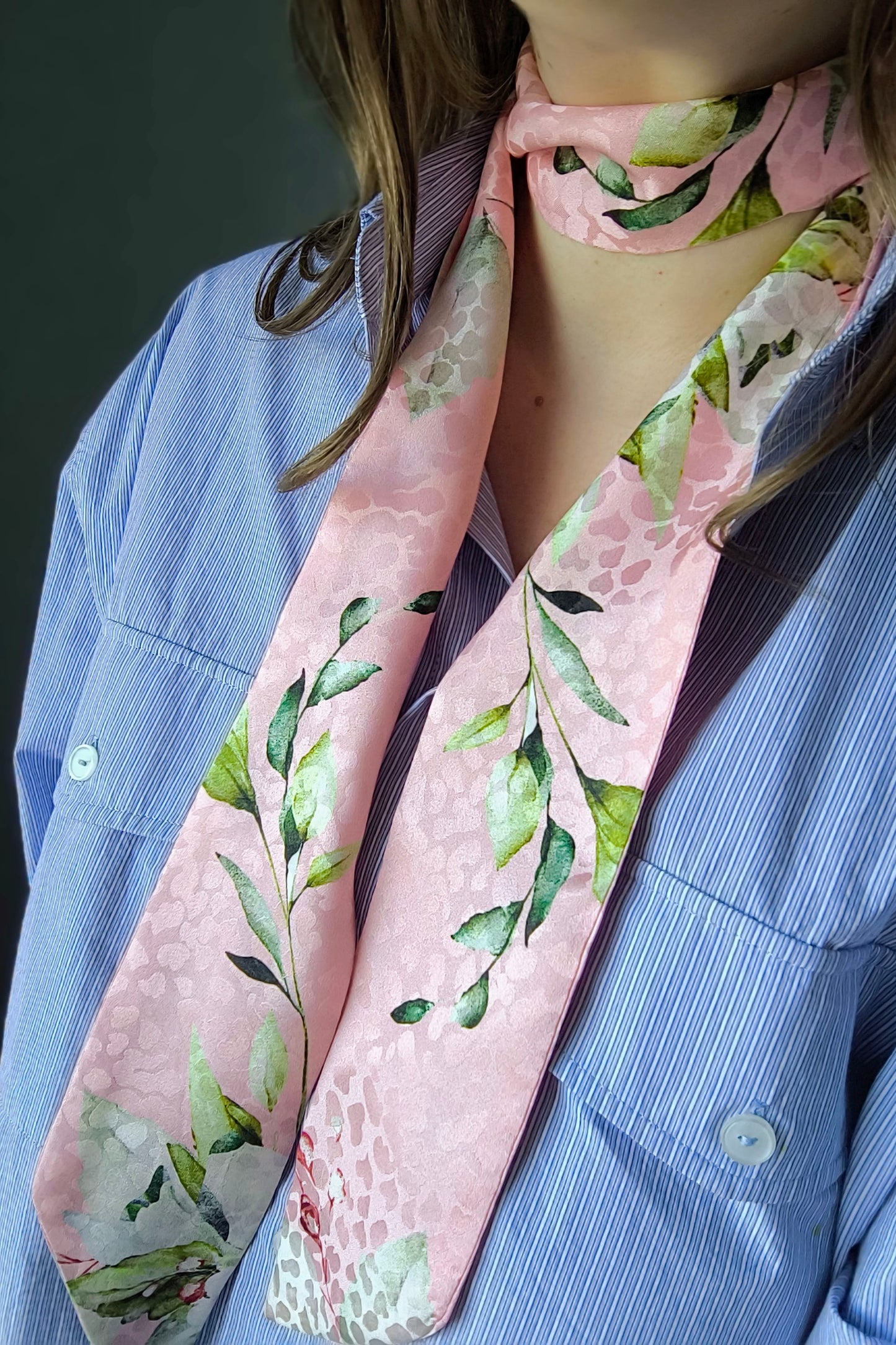 Pink floral ling silk sinny scarf