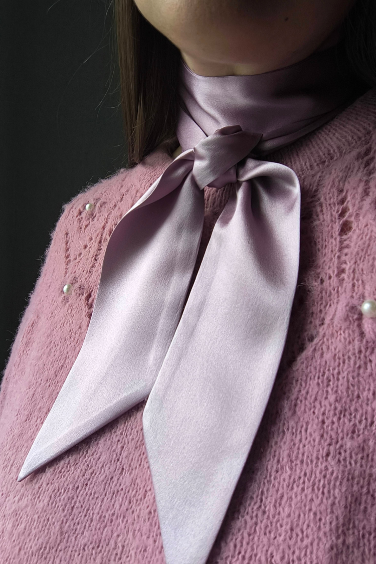Silk Ribbon/ Neck and Hair Scarf 140 cm, Lavender
