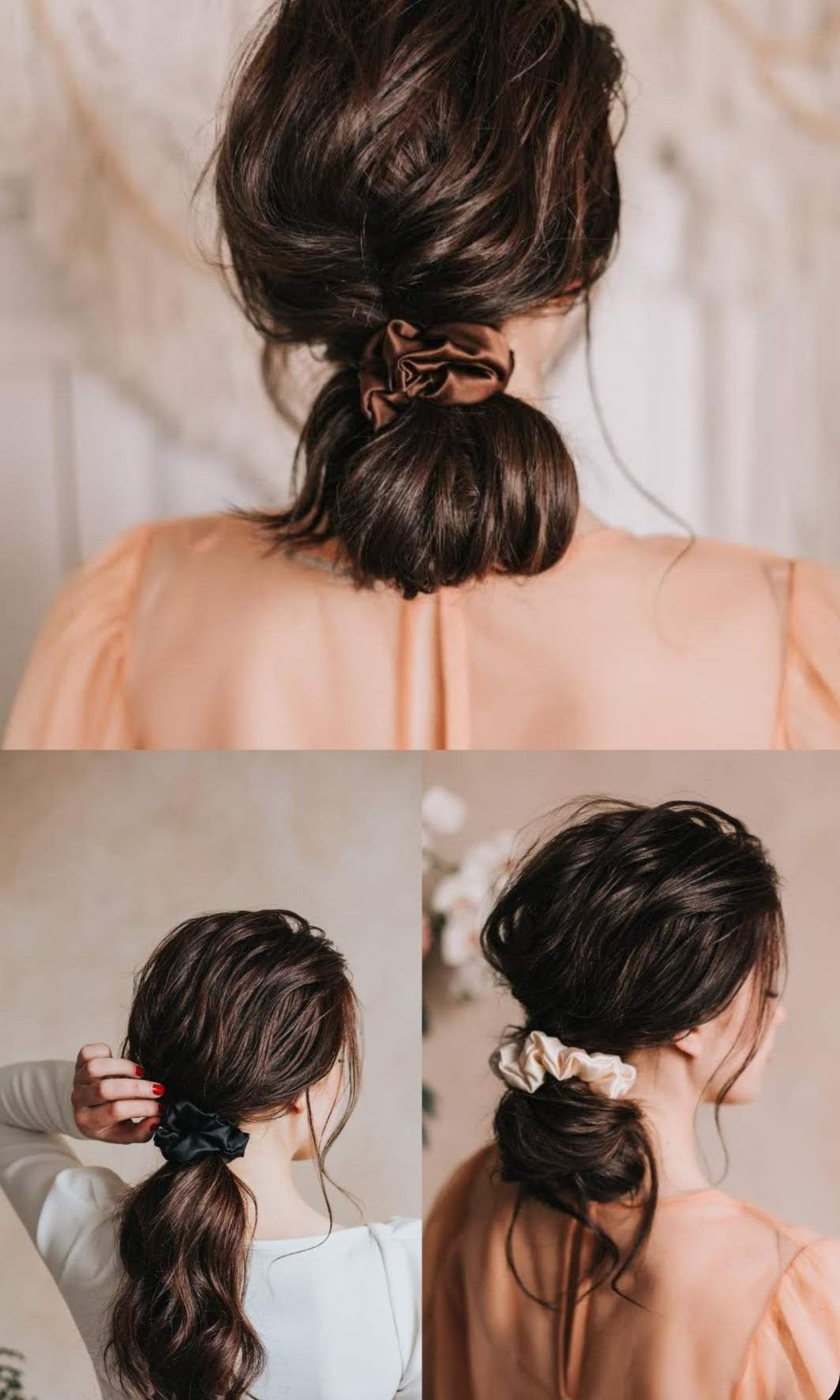 Zīda matu gumiju 3 gab.komplekts "Klasika"