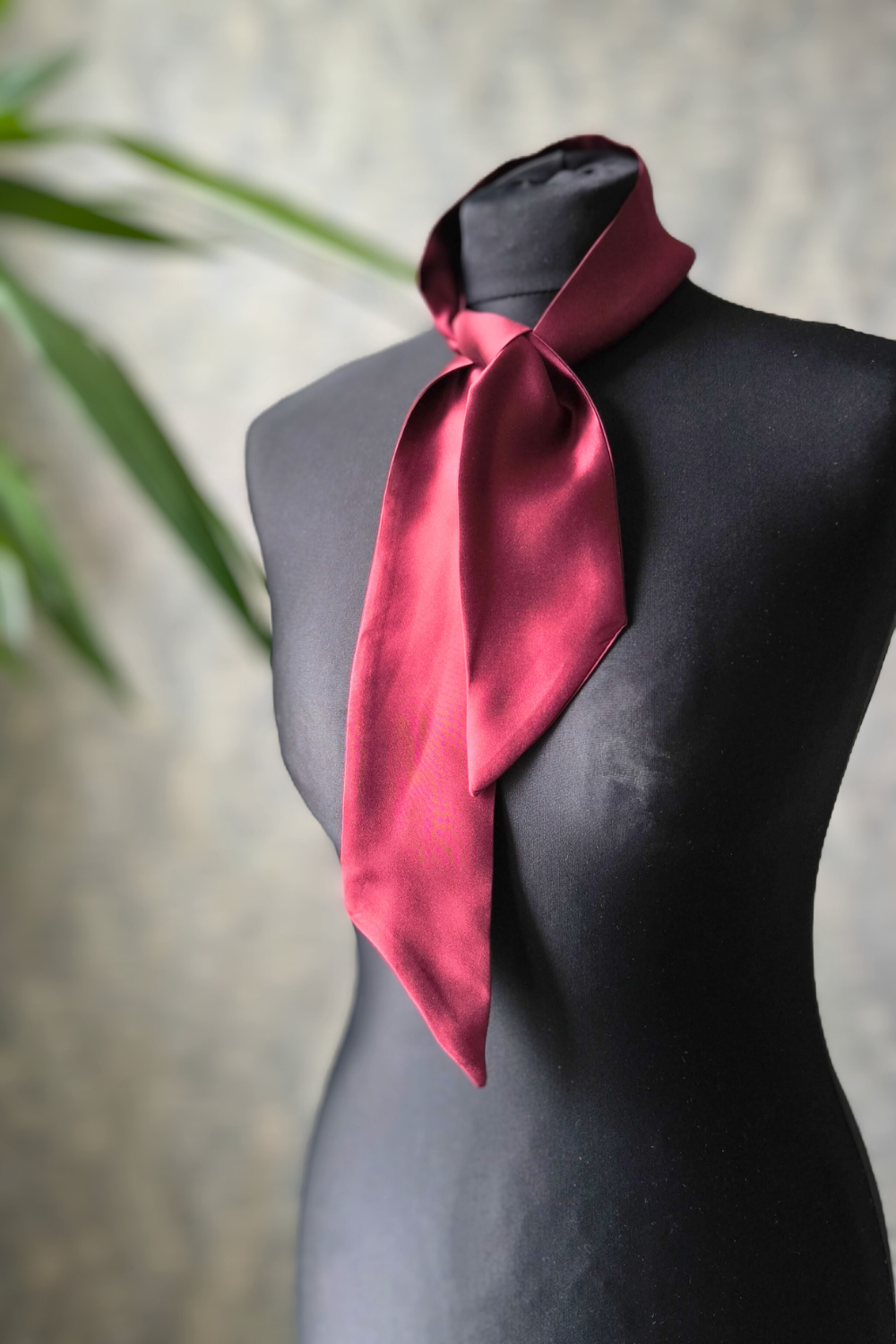 Silk Ribbon/ Neck and Hair Scarf, Short Burgundy