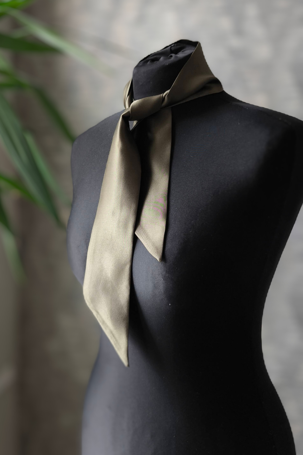 Silk Ribbon/ Neck and Hair Scarf, Khaki