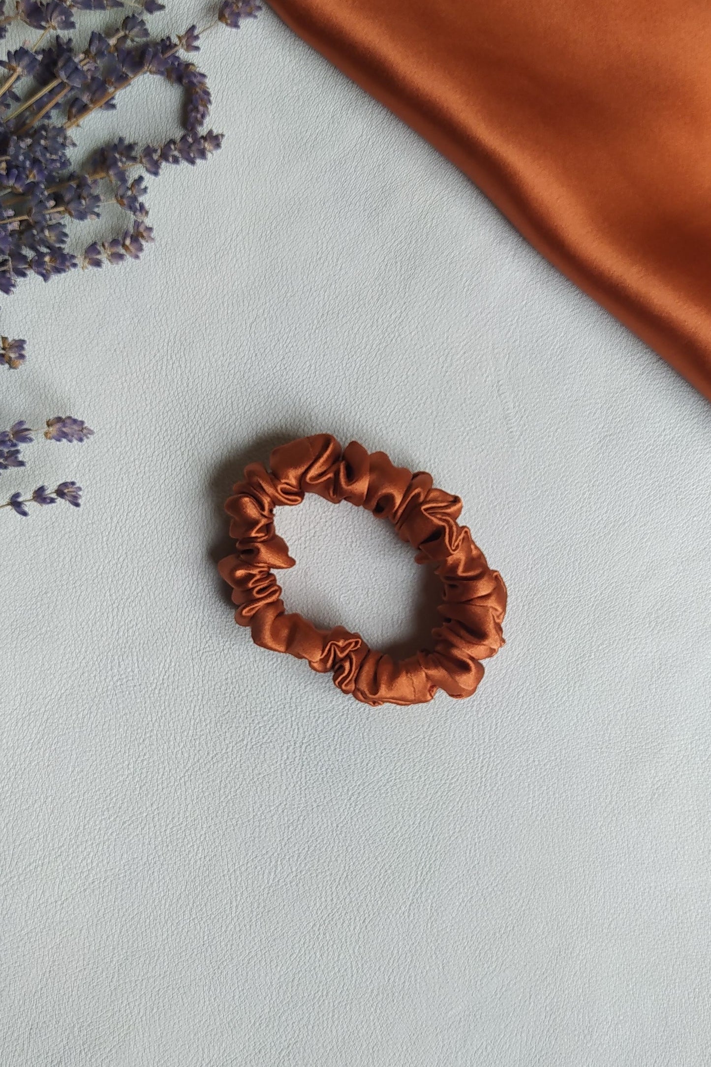 Silk hair scrunchie, Dark Orange
