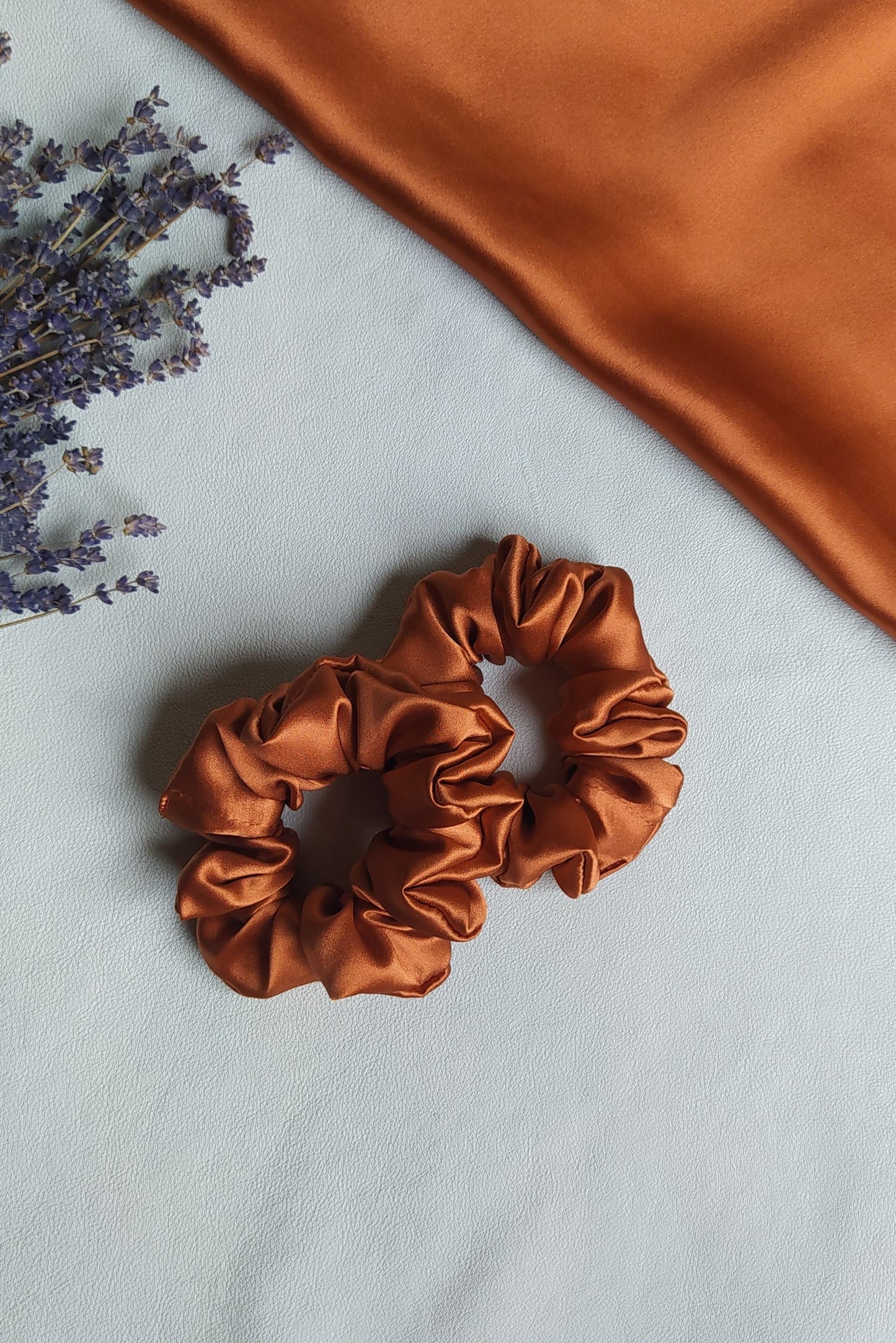 Silk hair scrunchie, Dark Orange