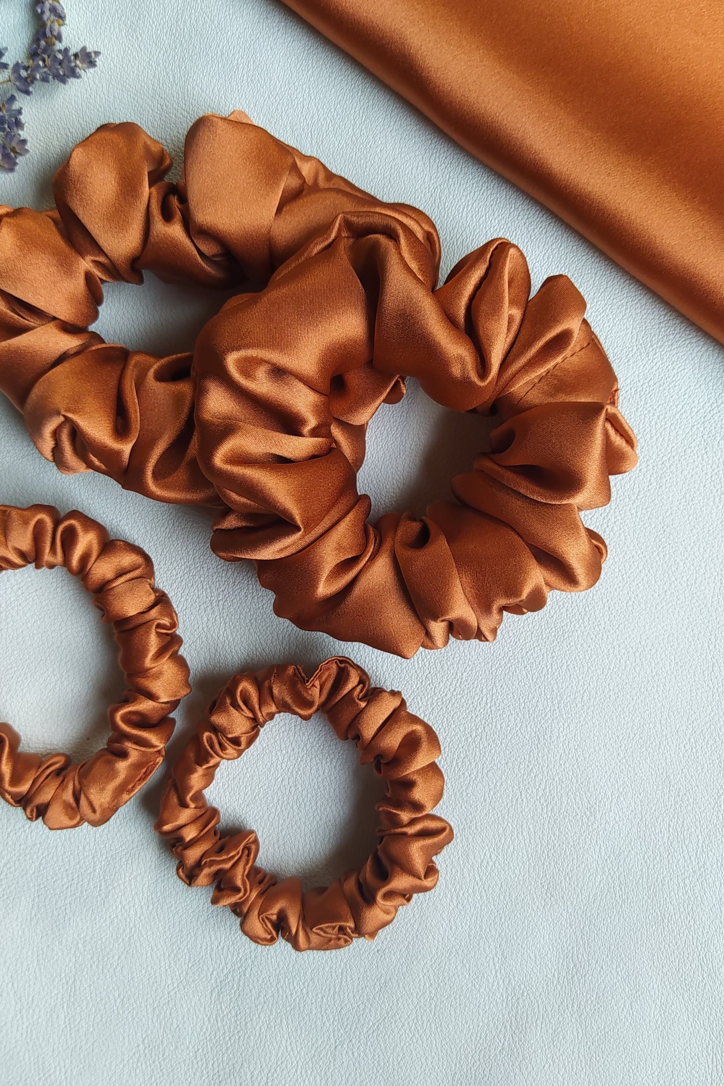 Silk hair scrunchie, Dark Orange