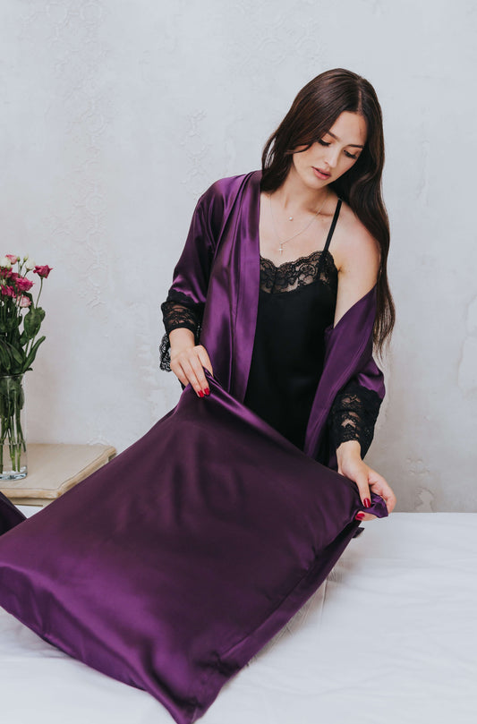 Silk pillowcase, Purple
