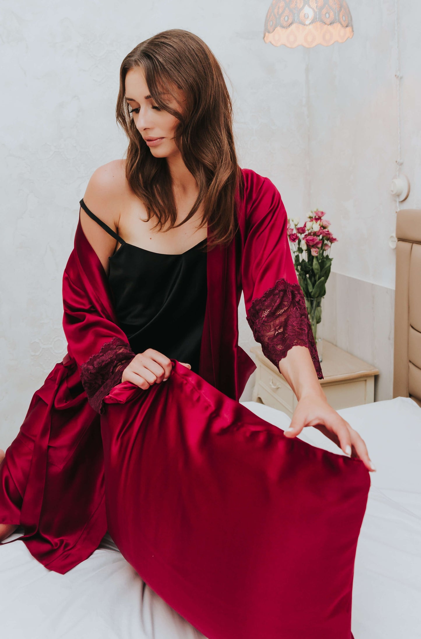 Silk pillowcase, Wine red