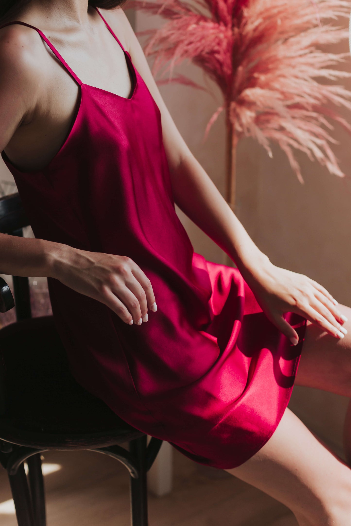 Silk nightgown, Wine Red (22 mm)