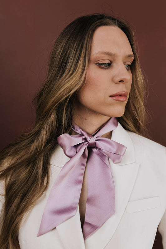Silk Skinny Scarf 140 cm, Lavender