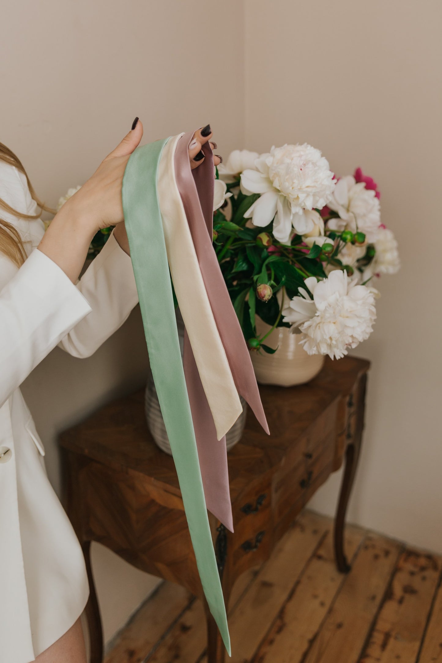 Silk Skinny Scarf 5x140 cm,  different colors