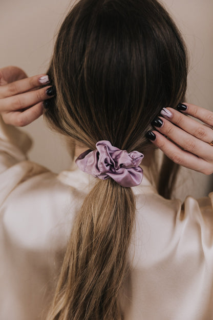 Silk hair scrunchie, Lavender color