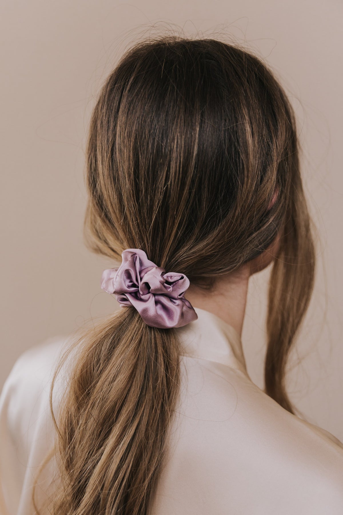 Silk hair scrunchie, Lavender color