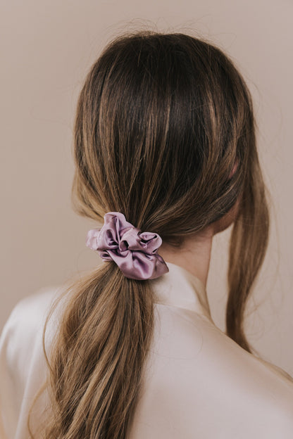 Silk hair scrunchie, Lavender color
