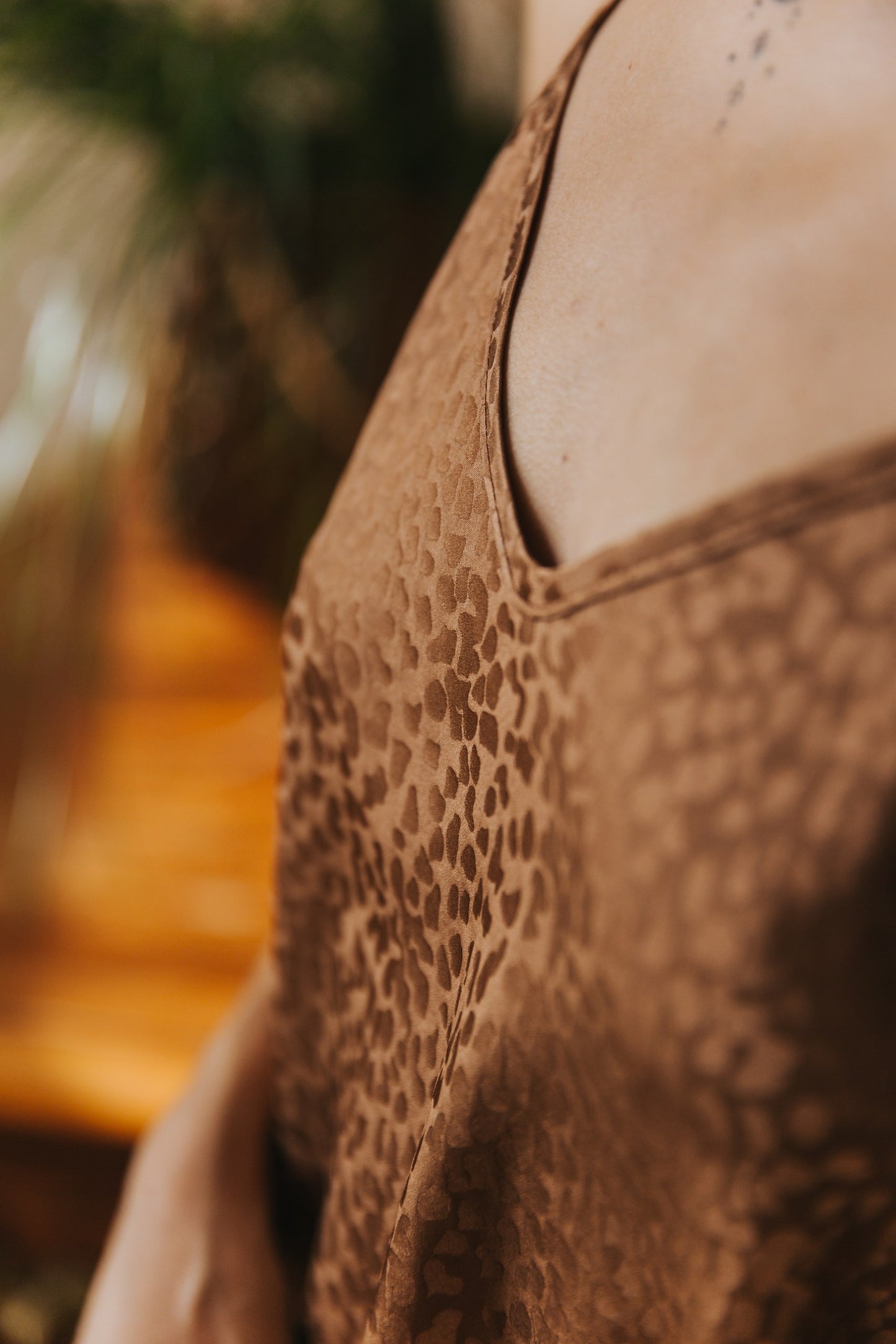 Silk pajamas with shorts "Mia", Caramel color