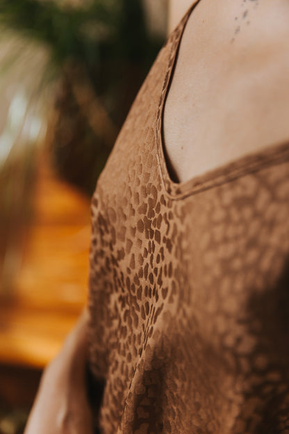 Silk pajamas with shorts "Mia", Caramel color