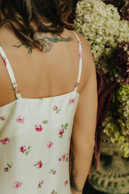 Silk nightgown "Mia", Rose pattern