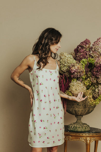 Silk nightgown "Mia", Rose pattern