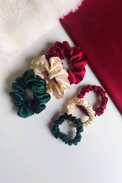 Set of 3 pc. silk hair scrunchies "Christmas"