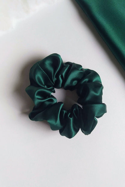 Silk hair scrunchie, Green