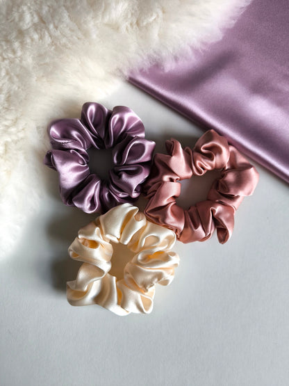 Set of 3 pcs Silk hair scrunchies "Ice cream"