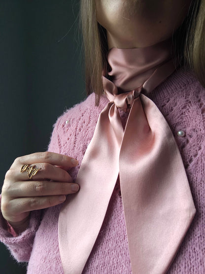 Silk Ribbon/ Neck and Hair Scarf 140 cm,  Rose Pink