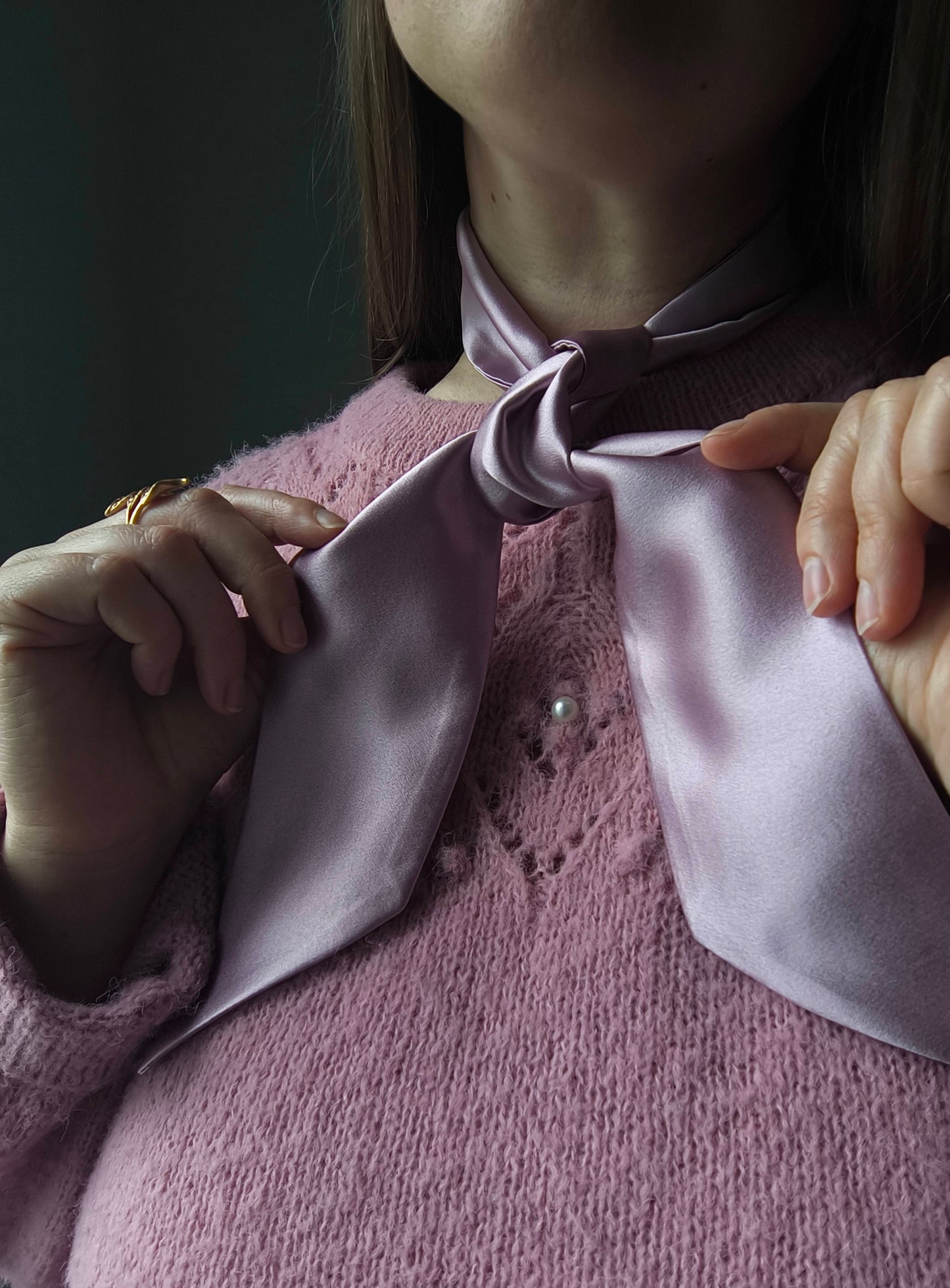 Silk Ribbon/ Neck and Hair Scarf 100 cm, Lavender
