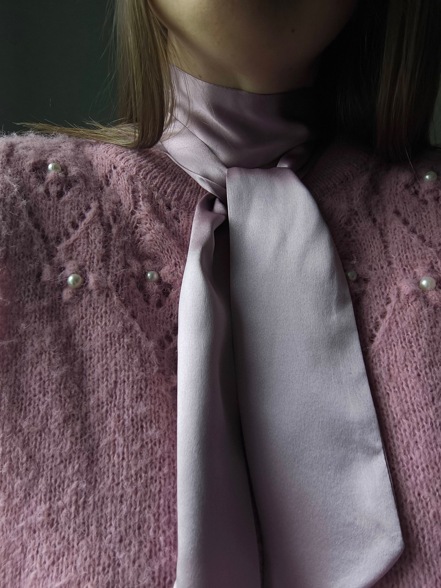 Silk Ribbon/ Neck and Hair Scarf 140 cm, Lavender