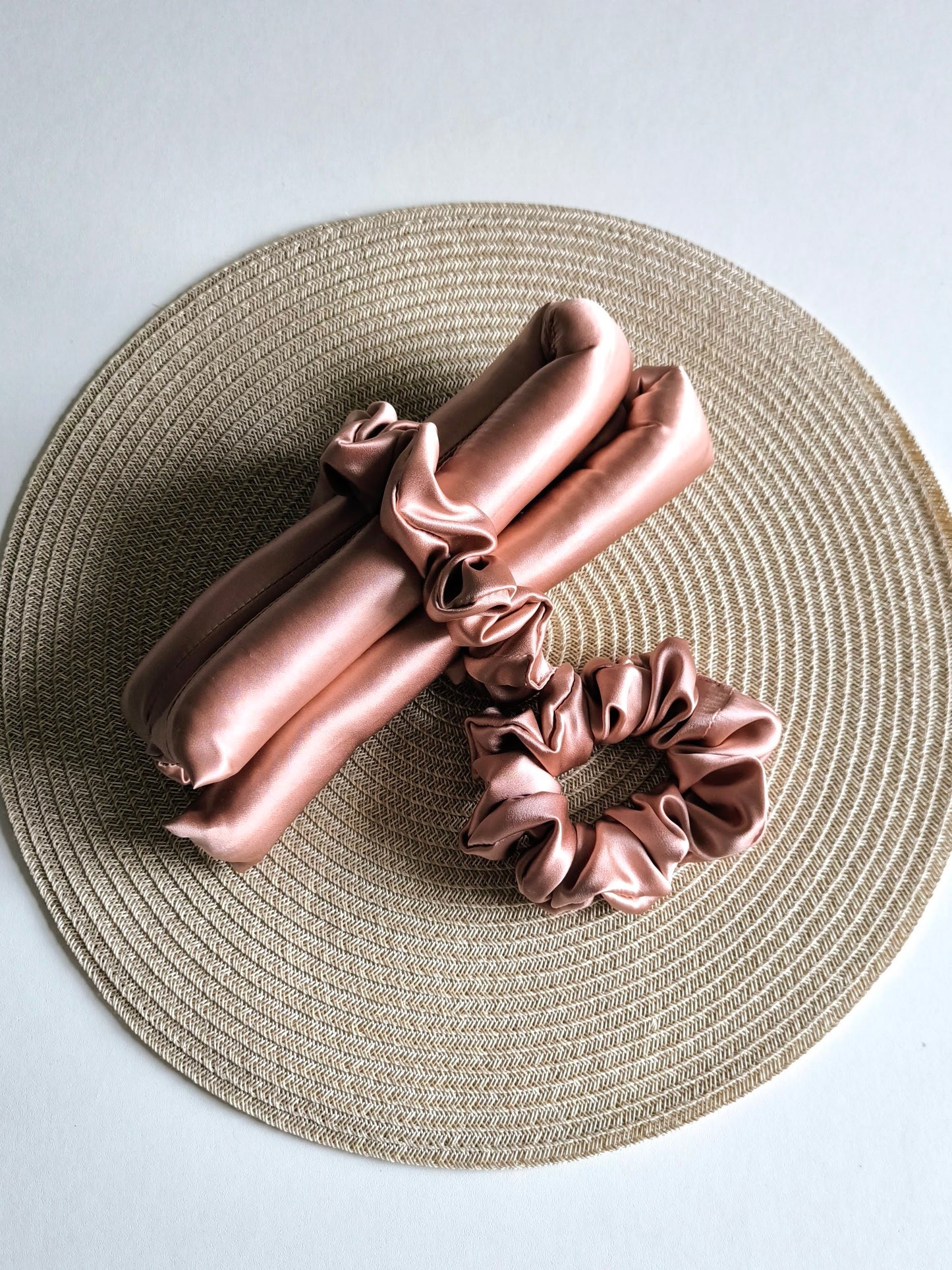 Silk Hair Heatless Curler and black hair clip