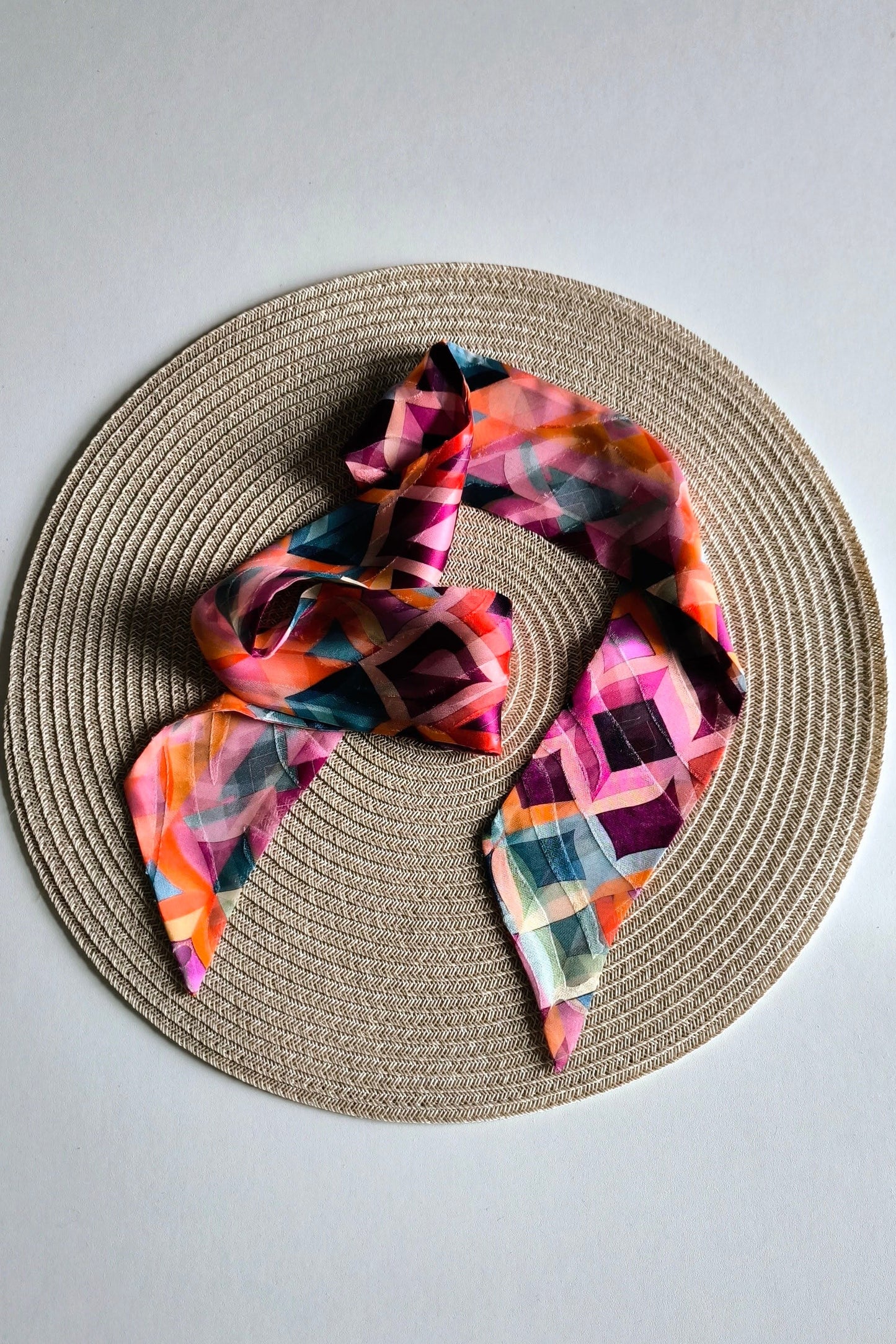 Silk Devore Skinny Scarf, Long "Kelly"