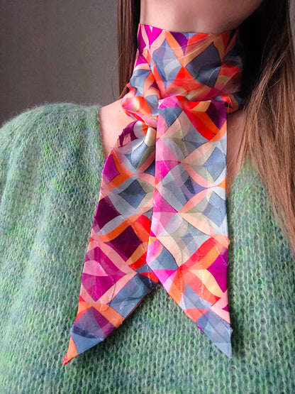 Silk Devore Skinny Scarf, Long "Kelly"