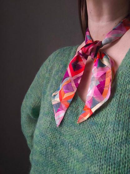 Silk Devore Skinny Scarf, Short "Kelly"