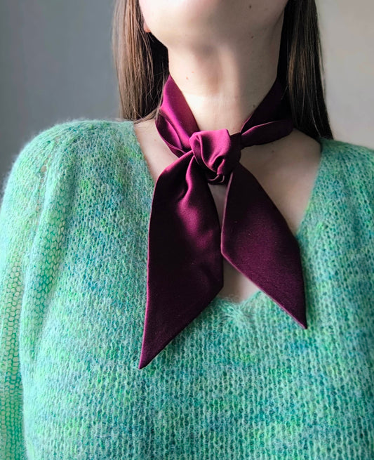 Silk Skinny Scarf, Short  Bordeaux