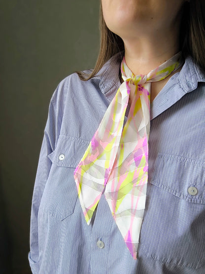 Silk Devore Skinny Scarf, Short "Sunrise"