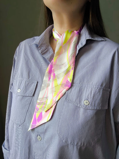 Silk Devore Skinny Scarf, Short "Sunrise"